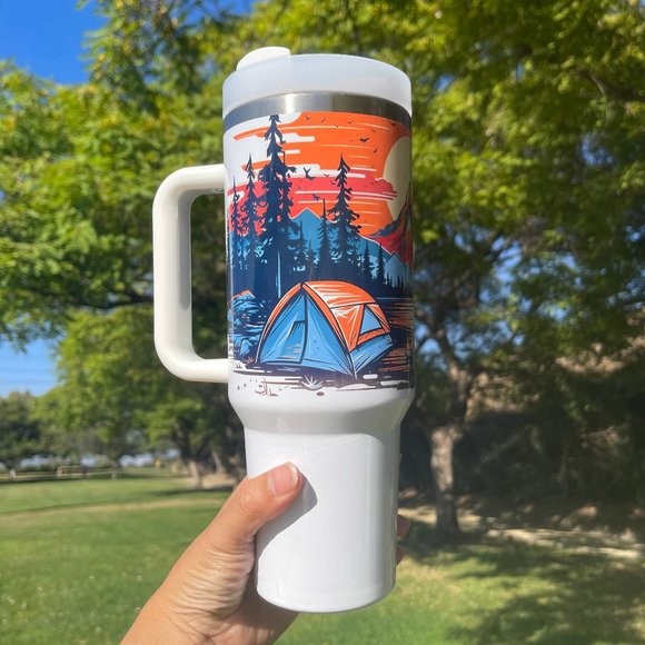 40 oz Tumbler Colorful Outdoor Camping Mountain View 40oz Double-wall vacuum ins - Picture 4 of 5